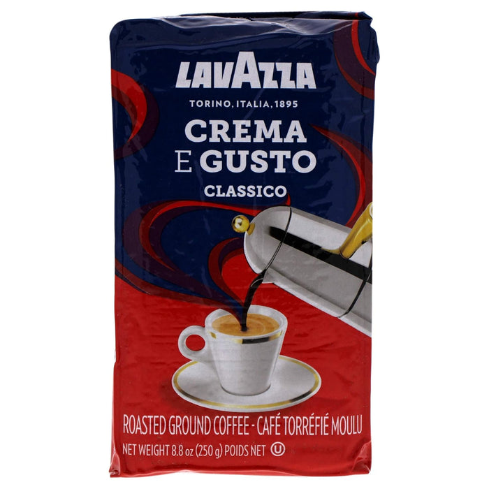 Lavazza Crema e Gusto Ground Coffee, Medium Roast, Arabica and Robusta Blend, 8.8 oz Brick (Pack of 4)