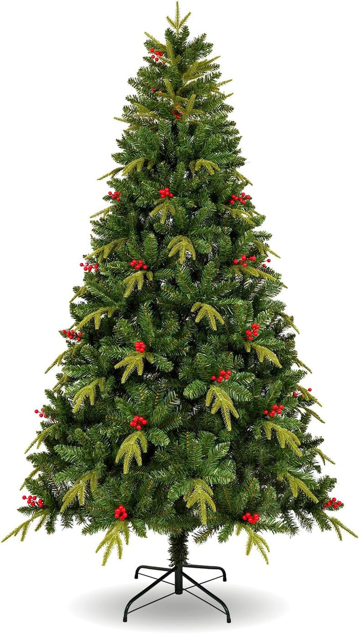 Uten Pencil Christmas Tree, 7.5ft Slim Christmas Tree with Mixed 800 Branch Tips, Foldable Metal Stand, Easy Assembly for Home, Office, Party, Holiday