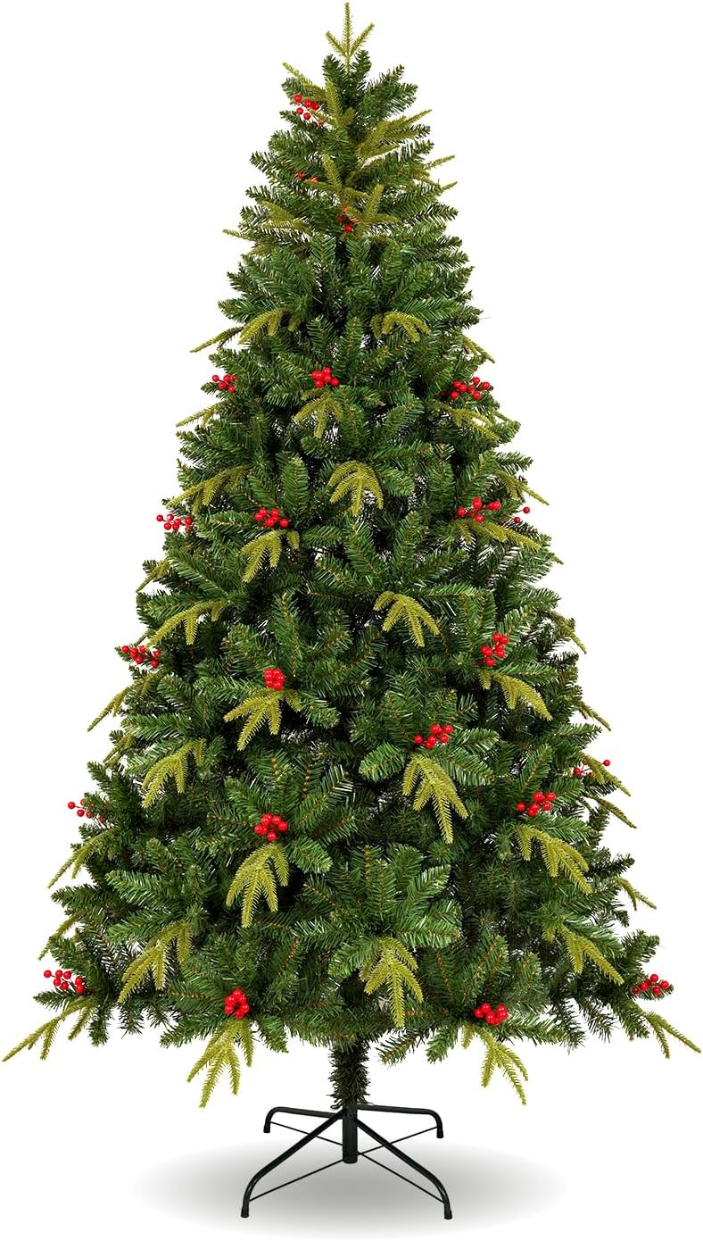 Uten Pencil Christmas Tree, 7.5ft Slim Christmas Tree with Mixed 800 Branch Tips, Foldable Metal Stand, Easy Assembly for Home, Office, Party, Holiday