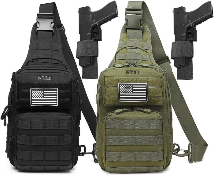 ATBP Tactical Sling Backpack With Holster Military Crossbody Bag for Men Single Shoulder Back Pack 10L