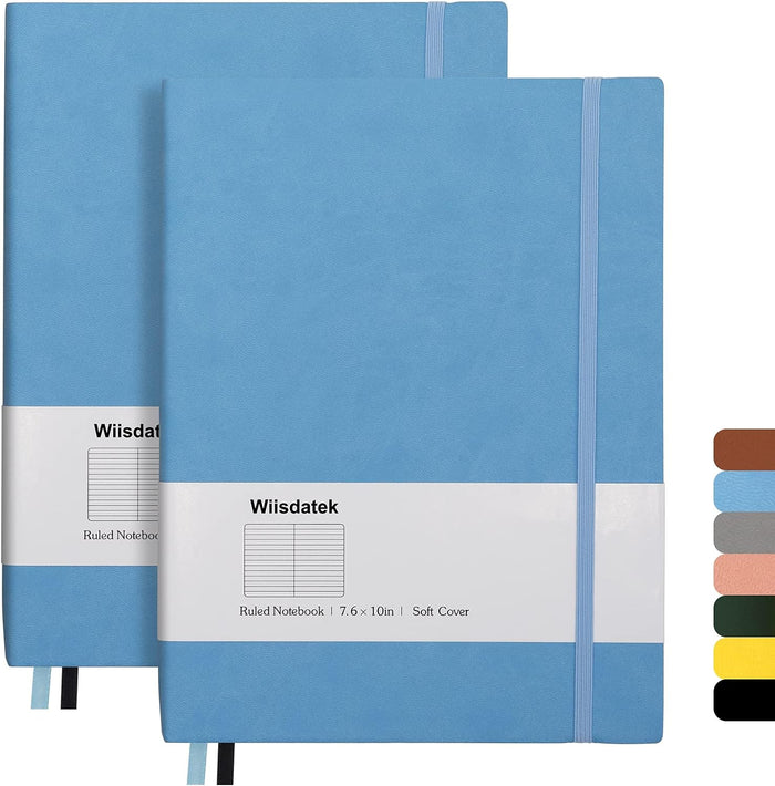 B5 College Ruled Notebooks - 2 Pack B5 Large Journal Notebooks with 376 Numbered Pages,100gsm Thick Lined Paper,Soft PU Leather Cover,7.6 X 10 inch(PINK)
