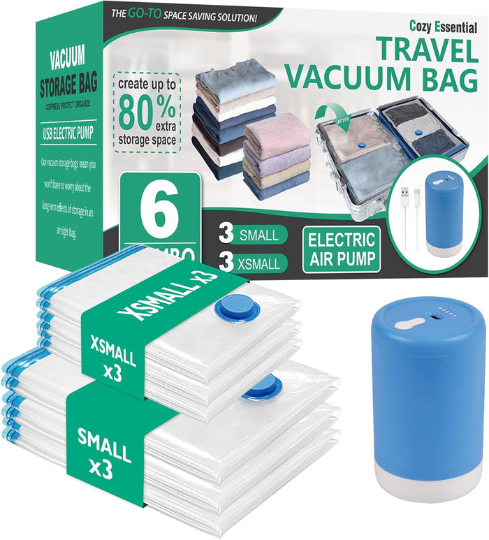 20 Pack Vacuum Storage Bags, Space Saver Bags (4 Jumbo/4 Large/4 Medium/4 Small/4 Roll) Compression for Comforters and Blankets, Sealer Clothes Storage, Hand Pump Included