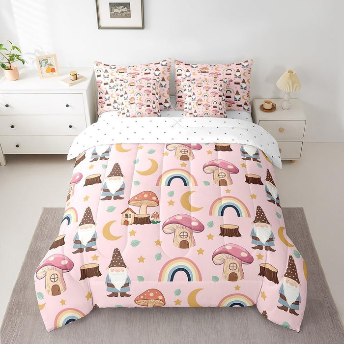 Feelyou Bow Bed Set Boys Kids Girls Twin Size Bow Pattern 7 Pieces Beeding Set Ultra Soft Cute Coquette Bow Knot Bed in a Bag with Comforter, Sheets, Pillowcases Girly Room Decor Bow Decor