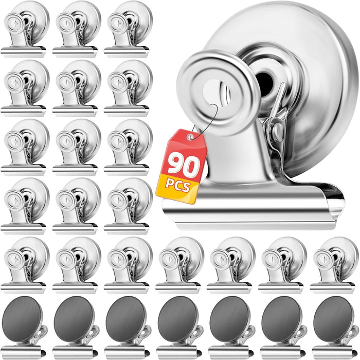 VNDUEEY 20 Pack Fridge Magnets Refrigerator Magnets Strong Magnetic Clips, Magnet Clips Heavy Duty, Whiteboard Magnet Magnetic Paper Clips for Home, School, Office, Teaching, Locker (Silver)