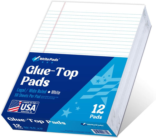 8.5"x11" Legal Pads,Wide Ruled,Canary Paper,12 Pack,50 Sheets Per Writing Pad,Micro perforated Writing Pad,BL-MCY50W-12PAD