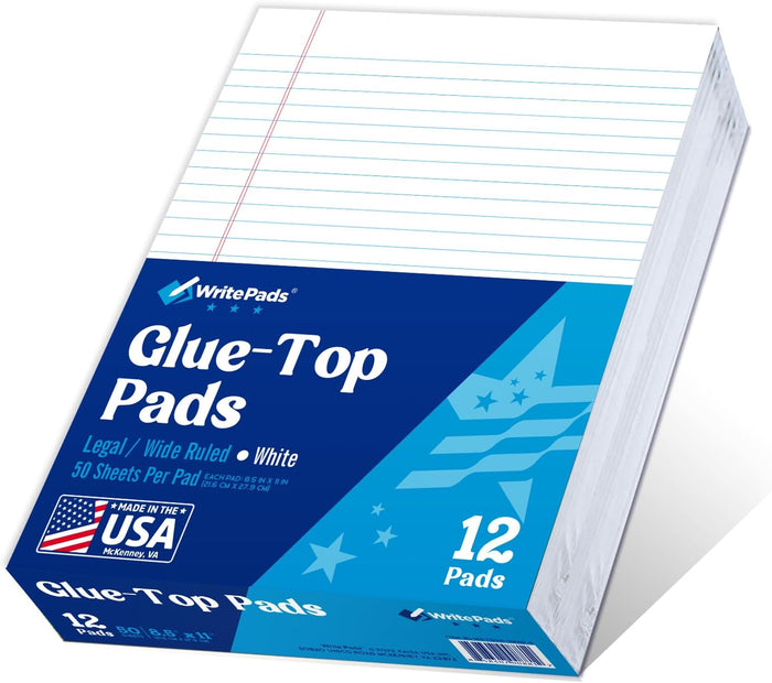 8.5"x11" Legal Pads,Wide Ruled,Canary Paper,12 Pack,50 Sheets Per Writing Pad,Micro perforated Writing Pad,BL-MCY50W-12PAD