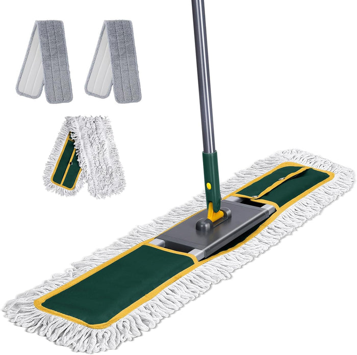 Masthome Extra Large Microfiber Mop for Floor Cleaning, 16“ Flat Mop with 5 Pad for Wet & Dry Use, Dust Mop for Hardwood Laminate Tile Ceramic, 1 Cleaning Scraper Included-Blue