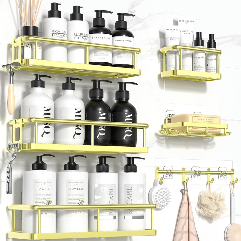 YASONIC Shower Caddy, 100% Rustproof Shelves for Inside Shower, No Drilling Bathroom Organizers and Storage, 6 Pack Large Capacity Bathroom Caddy for Kitchen & Home Decor