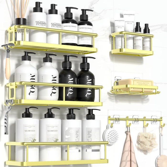 YASONIC Shower Caddy, 100% Rustproof Shelves for Inside Shower, No Drilling Bathroom Organizers and Storage, 6 Pack Large Capacity Bathroom Caddy for Kitchen & Home Decor