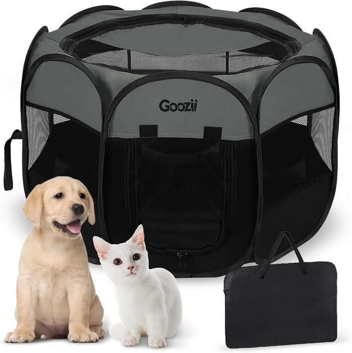 Pet Cat Playpen for Indoor Cats Enclosed, Portable Foldable Dog Playpen Outdoor Tent Crate Cage with Zipper Top Cover Door for Kitten Puppy Outside Rv Car Camper (Small Size, Pink)