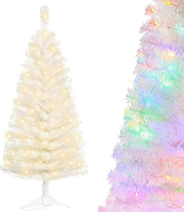 Pre-Lit Artificial Christmas Tree, Warm White Lights, Colorful Lights, Includes Stand, 4 feet (Black)