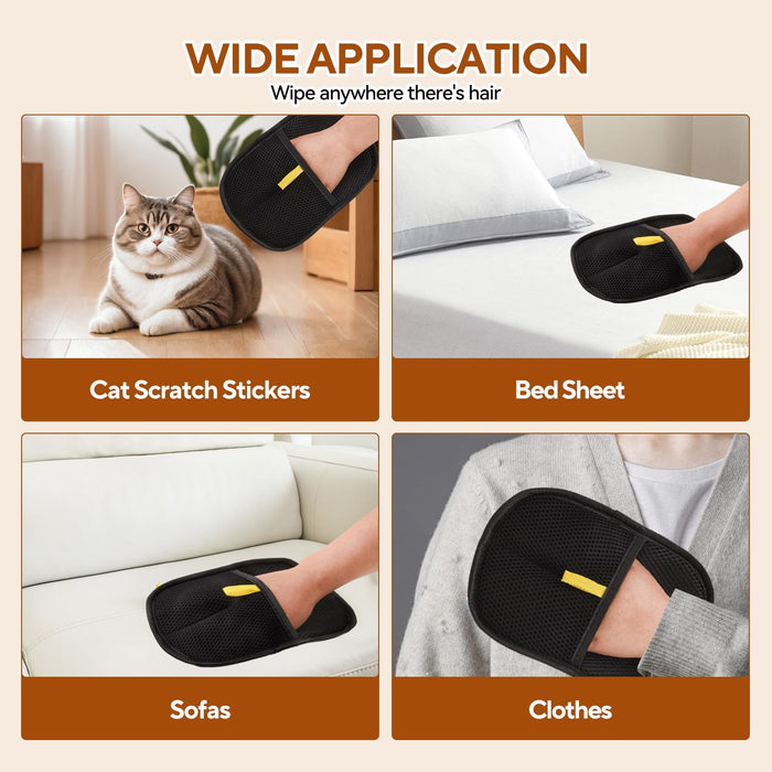 2 Pack Pet Hair Remover Gloves, Electrostatic Grooming Gloves for Dogs & Cats, Double-Sided Deshedding for Furniture, Carpet,The Magic Brush pet Hair Remover
