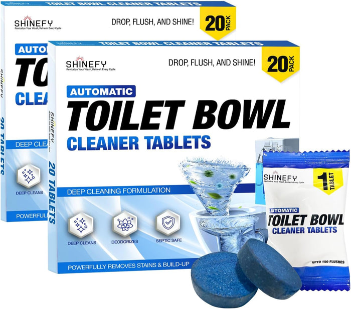 Automatic Toilet Bowl Cleaner Tablets – 20 Tabs - Blue Gel Toilet Tank Cleaners, Hard Water Ring Remover, Septic-Safe Heavy-Duty Stain & Smell Eliminator, Toilet Cleaning & Deodorizer