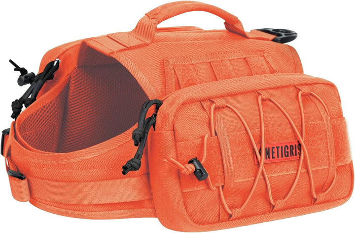 OneTigris Dog Backpack for Medium & Large Dogs, Nylon Backpack for Dogs Tactical Pet Backpack with Side Pockets for Hiking Walking Training Running (Green, Large)