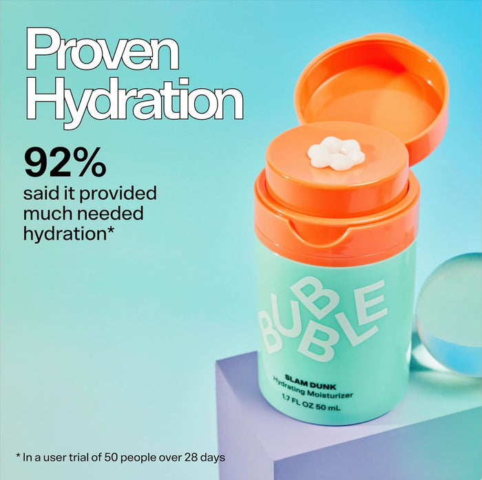 Bubble Skincare Slam Dunk Hydrating Face Moisturizer - Lightweight Face Lotion With Vitamin E + Aloe Vera - Daily Facial Moisturizer for Normal + Dry Skin - Skin Care with Blue Light Protection (50ml)