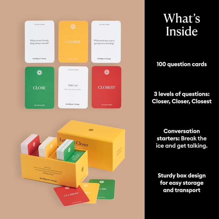 Intelligent Change Get Closer Social Bonding Card Game, Conversation Starters with Fun Questions & Activities, Talking Games for Adults, Icebreaker Game with 100 Question Cards