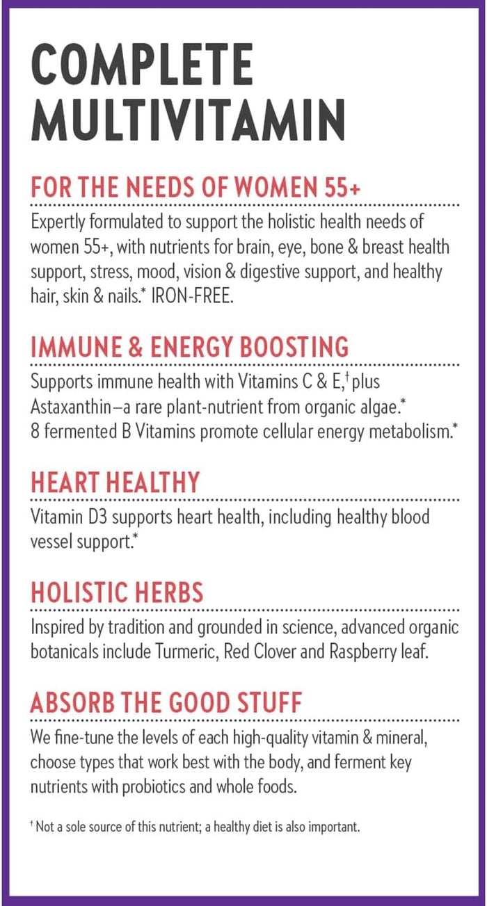 New Chapter Women's Multivitamin 50 plus with Astaxanthin, Fermented Vitamin C, Vitamin D3 & Vitamin B12 - Every Woman's One Daily 55+, Made with Organic Vegetables & Herbs - 72 Tablets
