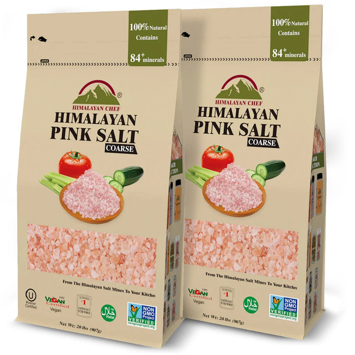 Himalayan Chef Himalayan Pink Salt - 5 lbs Fine Grain Bulk Bag - Kosher and Vegan, 100% Natural and Pure Gourmet Crystal - Contains 84 Minerals