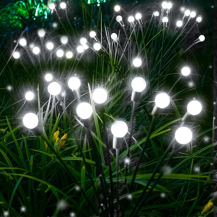 Albelt Halloween Decorations Outdoor, 6 Pack Solar Firefly Lights Outdoor, 48 LED Solar Halloween Lights, Waterproof Swaying Garden Light (Sway by Wind) for Outside Pathway Decor (Orange and Purple)