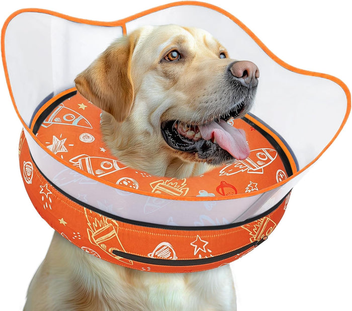 Elevated Inflatable Dog Cone Collar to Stop Licking, Dog Donut Collar After Surgery, Soft Pet Cone Alternative for Small Medium Large Dogs