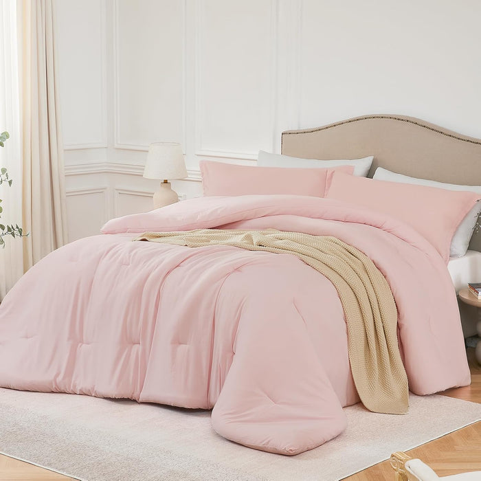 Queen Comforter Sets White,3PCS Soft Lightweight Breathable Bedding Comforter Sets for All Season, Queen Size(90''×90'' Comforter & 2 Pillowcases)