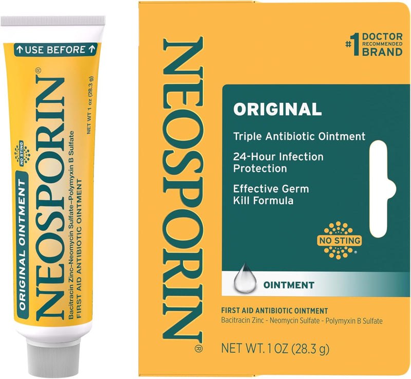 Neosporin Original First Aid Antibiotic Ointment with Bacitracin Zinc for Infection Protection, Wound Care Treatment & Scar Appearance Minimizer for Minor Cuts, Scrapes and Burns,.5 oz
