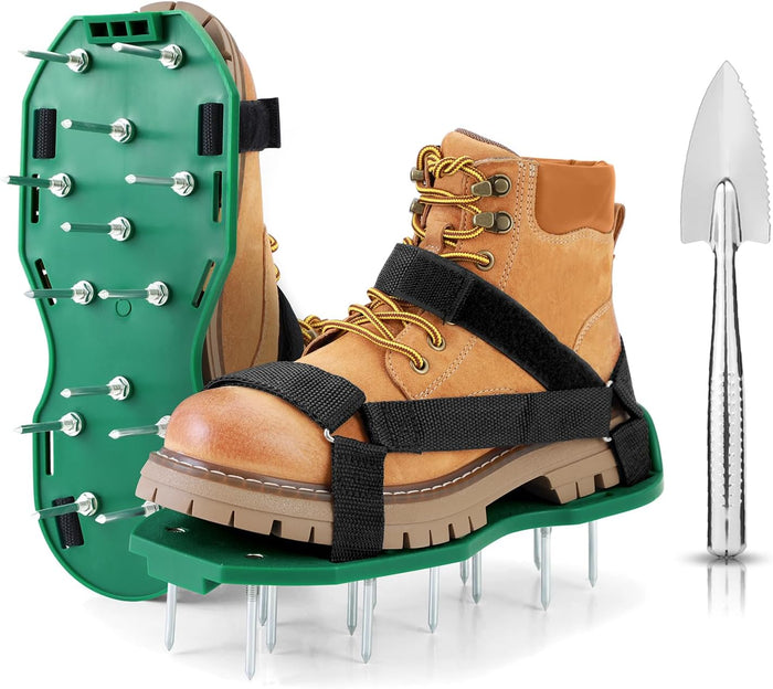 Ohuhu Lawn Aerator Shoes with Hook & Loop Straps, All New Unique Design Free-Installation Heavy Duty Spiked Aerating Sandals, One-Size-Fits-All for Yard Patio Lawn Garden