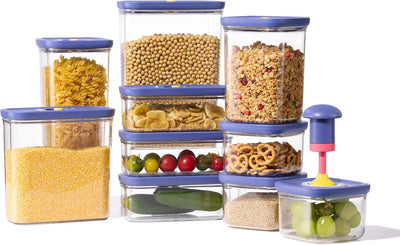 CAROTE Food Storage Containers with Lids 21 PCS Vacuum Seal Containers with Pump BPA-Free Airtight Kitchen and Pantry Organization Canisters Keep Food Fresh up to 5X Longer