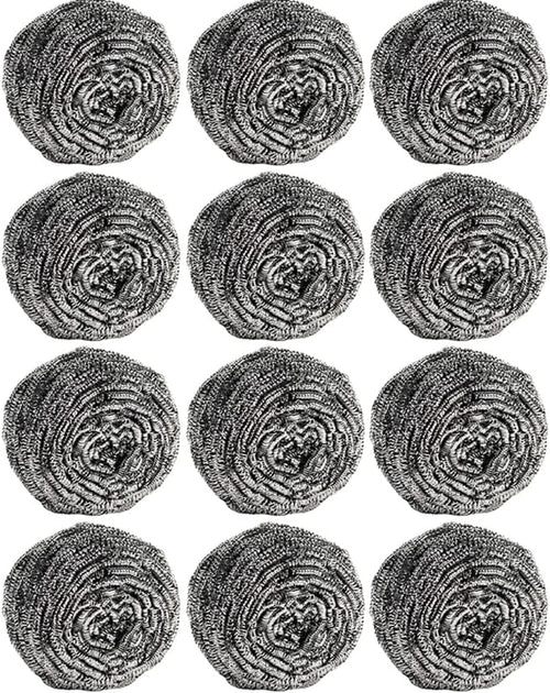 12Pcs Steel Wool Scrubber Pads for Cleaning Dishes, Pans, Pots, Ovens, Grills, Sinks - Stainless Steel Scrubbers for Kitchen, 12 Pack