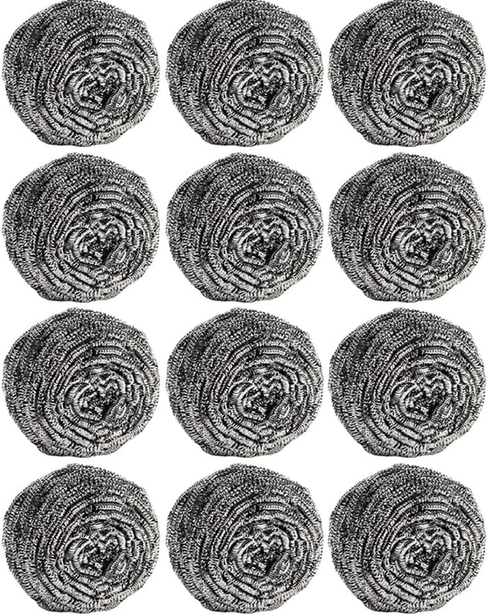 12Pcs Steel Wool Scrubber Pads for Cleaning Dishes, Pans, Pots, Ovens, Grills, Sinks - Stainless Steel Scrubbers for Kitchen, 12 Pack