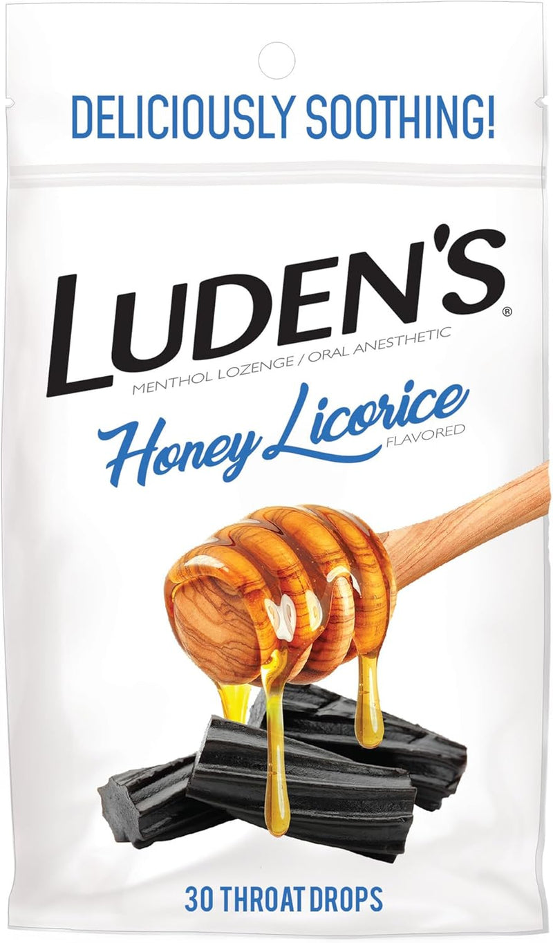 Luden's Sore Throat Relief Lozenges for Minor Everyday Irritation & Dry Mouth, Wild Cherry Flavored Drops, 30 Count