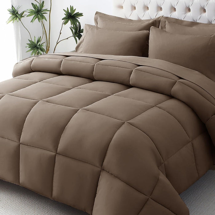 JOLLYVOGUE Full Comforter Set, Ultra-Soft Bed in a Bag Full Size 7 Pieces, Oeko-TEX Certified Bedding Set with Down Alternative Comforter, Sheets, Pillowcases & Shams, Black