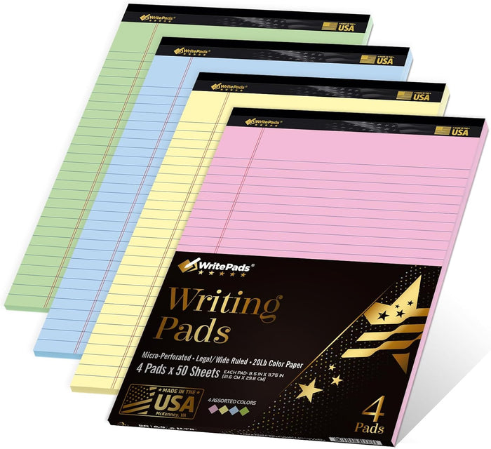 KAISA Small Legal Pads 5x8 Note Pads, Narrow Ruled 5"x8" Writing Pads, 50 Sheets Perforated Notepads, 20lb Heavyweight Rigid Back Premium Legal Pads, Canary Paper Pads, 12Pad