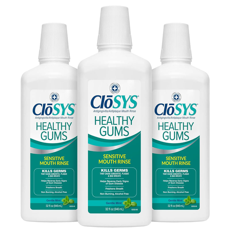 Closys Healthy Gums Mouthwash, Antiplaque and Anti-gingivitis for Gum Health, Non-Burning, Non-Irritating – 32 Fl Oz