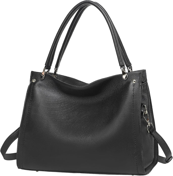 KOGTLA Women's Genuine Leather Purses with Detachable Satchel Strap, Ladies Tote Bag Handbags Top-Handle Shoulder Hobo Bags