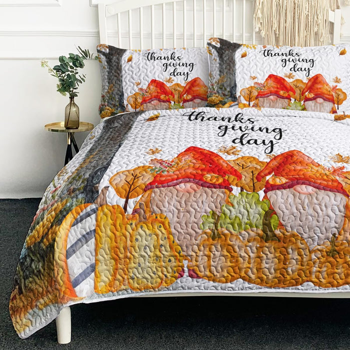 BlessLiving Fall Bedding Full Quilt: Soft Lightweight Autumn Comforter Set - Pumpkin Bedspread Coverlet for Cozy Farmhouse Decor