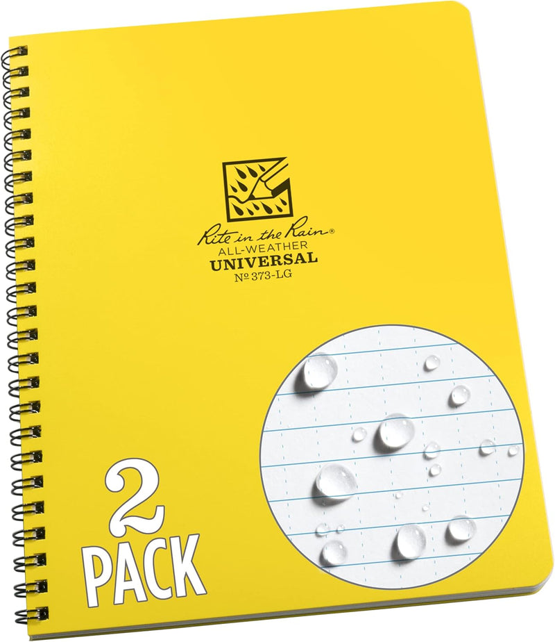 Rite in the Rain Weatherproof Side Spiral Notebook, 6.625" x 8.5", Black, Tan, and Green Covers, Dot Grid Pattern, 3 Pack (No. TAC3DG-LG)