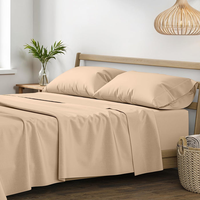 XOOX Linen 100% Egyptian Cotton King Size Sheets Set - Luxury 1200 Thread Count Egyptian Cotton Sheets King Size, 17" Deep Pocket, Soft, Cooling Sateen Weave Hotel Quality Bedding Set - Light Grey
