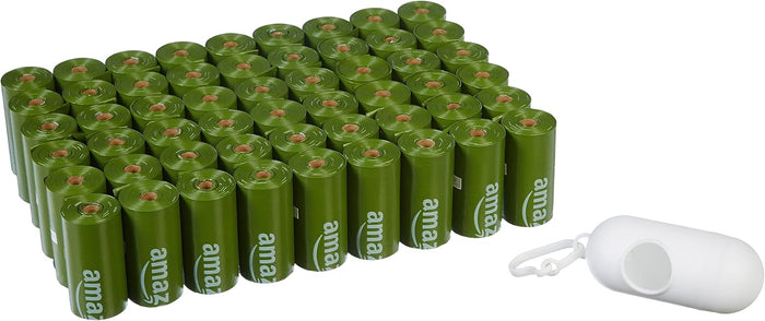 Amazon Basics Dog Poop Bags with Dispenser, 270 Count, Enhanced for Guaranteed Leakproof, Lavender Scented, Includes Leash Clip