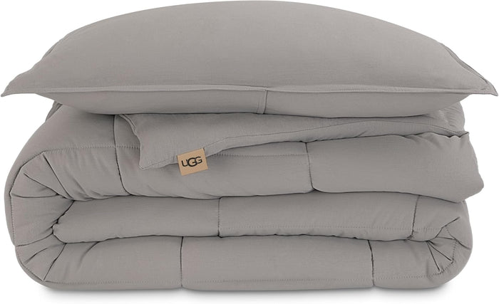 UGG Full/Queen Comforter Set with 2 Pillow Shams, Lightweight Down Alternative Blanket, Reversible Cozy Warm All Season Washable, Hypoallergenic Bedding Set, Navy Blue (Leonora)