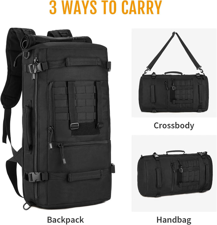 HUNTVP 50L 3 Way Tactical Backpack Military MOLLE Assault Backpack Modular WR Bag