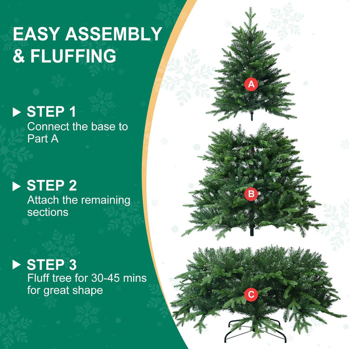 4FT Artificial Christmas Tree with 668 PE&PVC Mixed Branch Tips, Unlit Hinged Premium Spruce Fake Xmas Trees, Green, Foldable Base