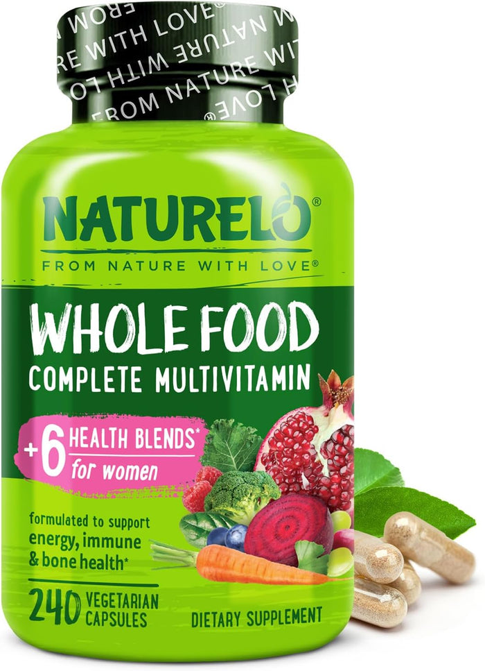 NATURELO Whole Food Multivitamin for Women - with Vitamins, Minerals, & Organic Extracts - Supplement for Energy and Heart Health - Non GMO - 120 Vegan Capsules