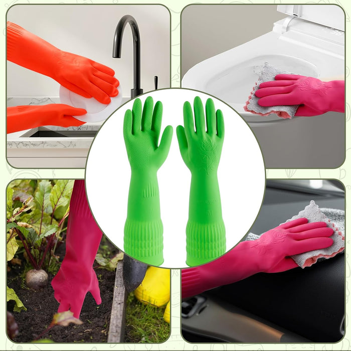 3 Pairs Rubber Dishwashing Gloves,Rubber Cleaning Gloves, Reusable Kitchen Glove for Household,Waterproof