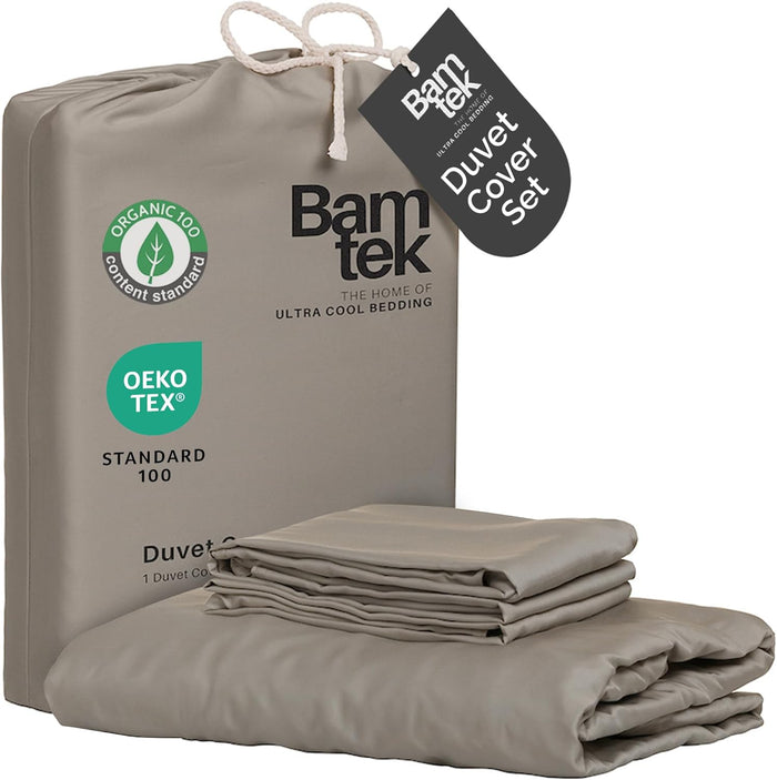 Duvet Cover Set - 100% Viscose Derived from Bamboo Duvet Cover King Size, 3 PC Luxury Cooling Duvet Cover for Hot Sleepers, Silky Buttery Soft Comforter Cover & 2 PC King Pillowcases, Storm