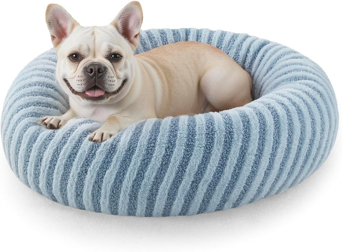 MIXJOY Dog Beds for Small Dogs, Washable Dog Bed with Removable Cover, Small Cat Bed for Indoor Cats, Calming Soft Dount Pet Beds with Anti Slip Bottom, Cute Puppy Beds, 23"x23"x8", Beige