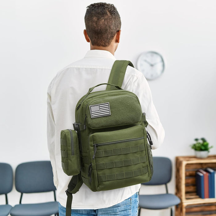 G4Free 25L Small Backpack Fits 15" Laptop, Tactical Work Back Pack Travel Bag for Men, Dark Green