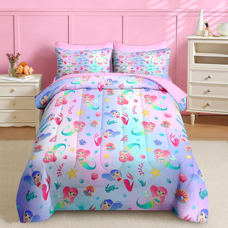 Nesker 7 Pcs Comforter Set Full Size, Computer Games Doodles Bedding for Kids Teen, Gamer Gaming Blackwith Fitted Sheet 2 Pillowcases & 2 Shams for Bedroom Bed Decor