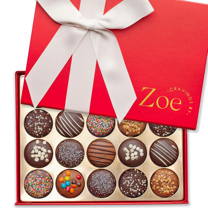 CRAVINGS BY ZOE Gourmet Chocolate Covered Cookies Gift Basket | 6 Count | Kosher Milk & Dark Belgian Chocolate Gourmet Food Gift Box | Birthday, Thank You, Candy Gifting Men Women Him Her Mom