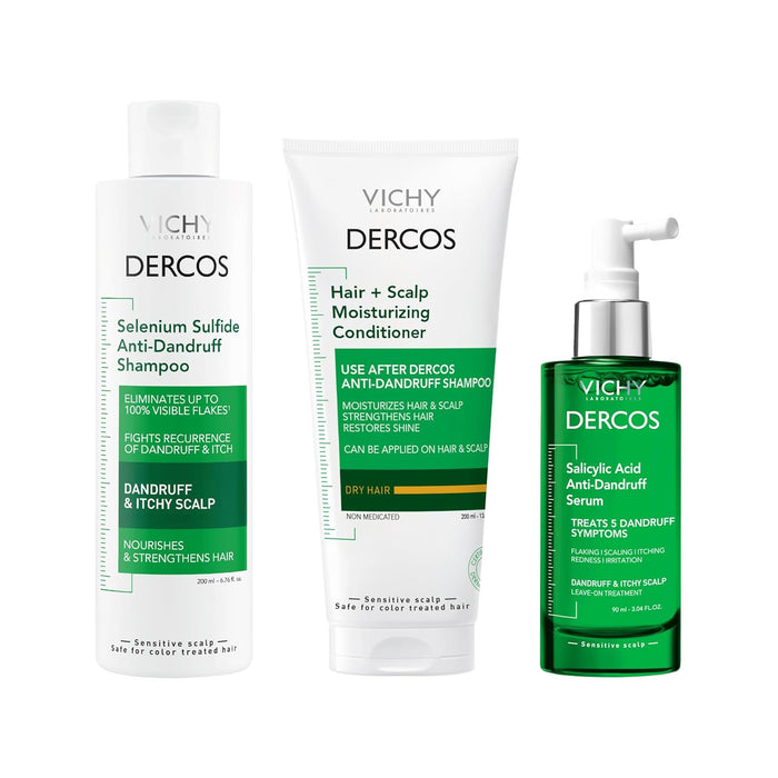 Dercos Dandruff Shampoo, Antifungal Dry Scalp Treatment & Itchy Scalp Relief, Prescription Strength Selenium Sulfide Comparable to 2% Ketoconazole, For Mild to Severe Dandruff & Flaky Scalps